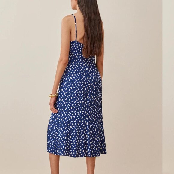 Reformation Crimini Slip Dress - Blue Moray Sz 10 - Picture 3 of 7